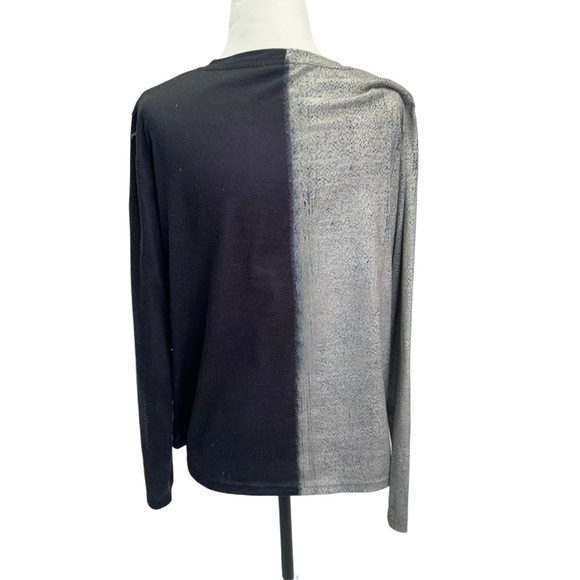 Grey/Black Long Sleeve Crew Neck Fashion T-Shirt Top Size M - Picture 6 of 11